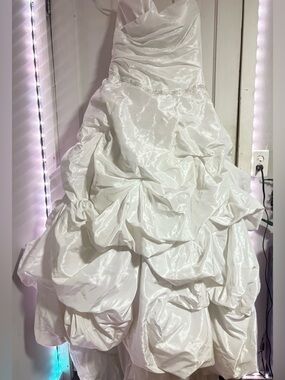 Vintage Eden Bridals White Satin Wedding Dress Gown Size 10